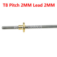 1PC T8 Lead Screw Dia 8mm Lead 2MM Length 100MM 200MM 300MM 400MM 500MM 600MM with Brass copper Nut for Reprap 3D Printer