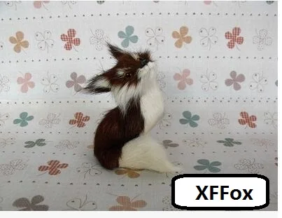 small real life look up fox model plastic&furs cute brown fox doll gift about 9x6.5x8.5cm xf1690