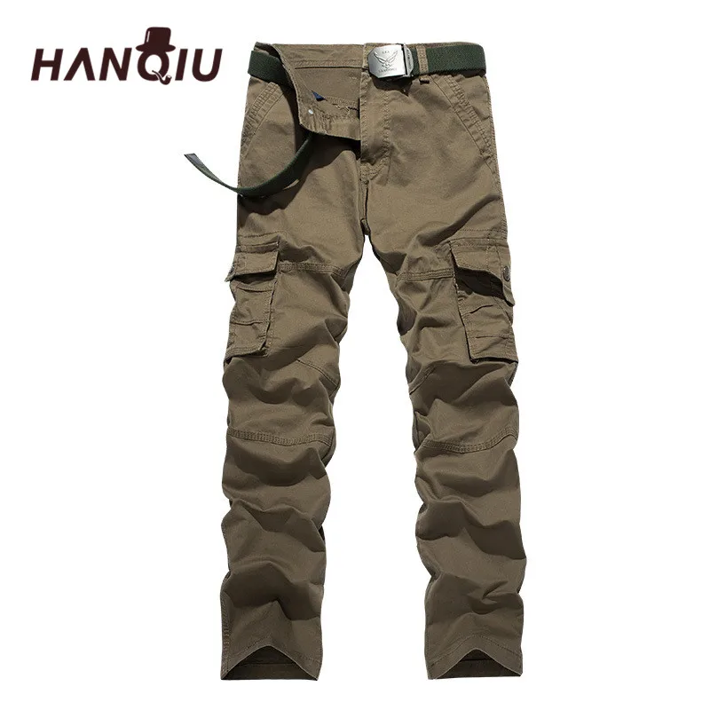 

HANQIU Brand Cargo Pants Men Fashion Loose Cotton Joggers Top Fashion Clothing Men Trousers Plus Size