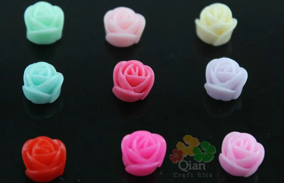 set of 150pcs Resin Rose rosette Cabochons Flat Back Resin Flowers Cabochon for Bobby Pins, Flower Rings, Pendants 9mm