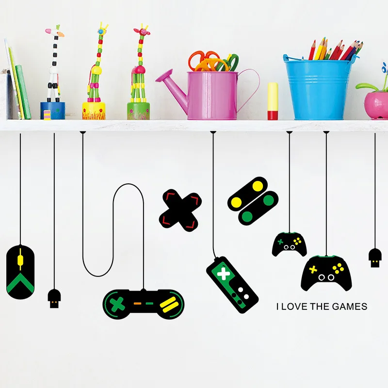 Game Handle Decorative Chandelier Wall Sticker Living Room Decoration Home Mural For Kids Gamer Room Background Decor Wallpaper