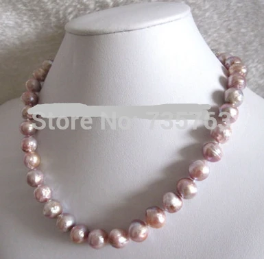 HOT 11*12mm Lavender Kasumi Freshwater Pearl Necklace Jewelry A+