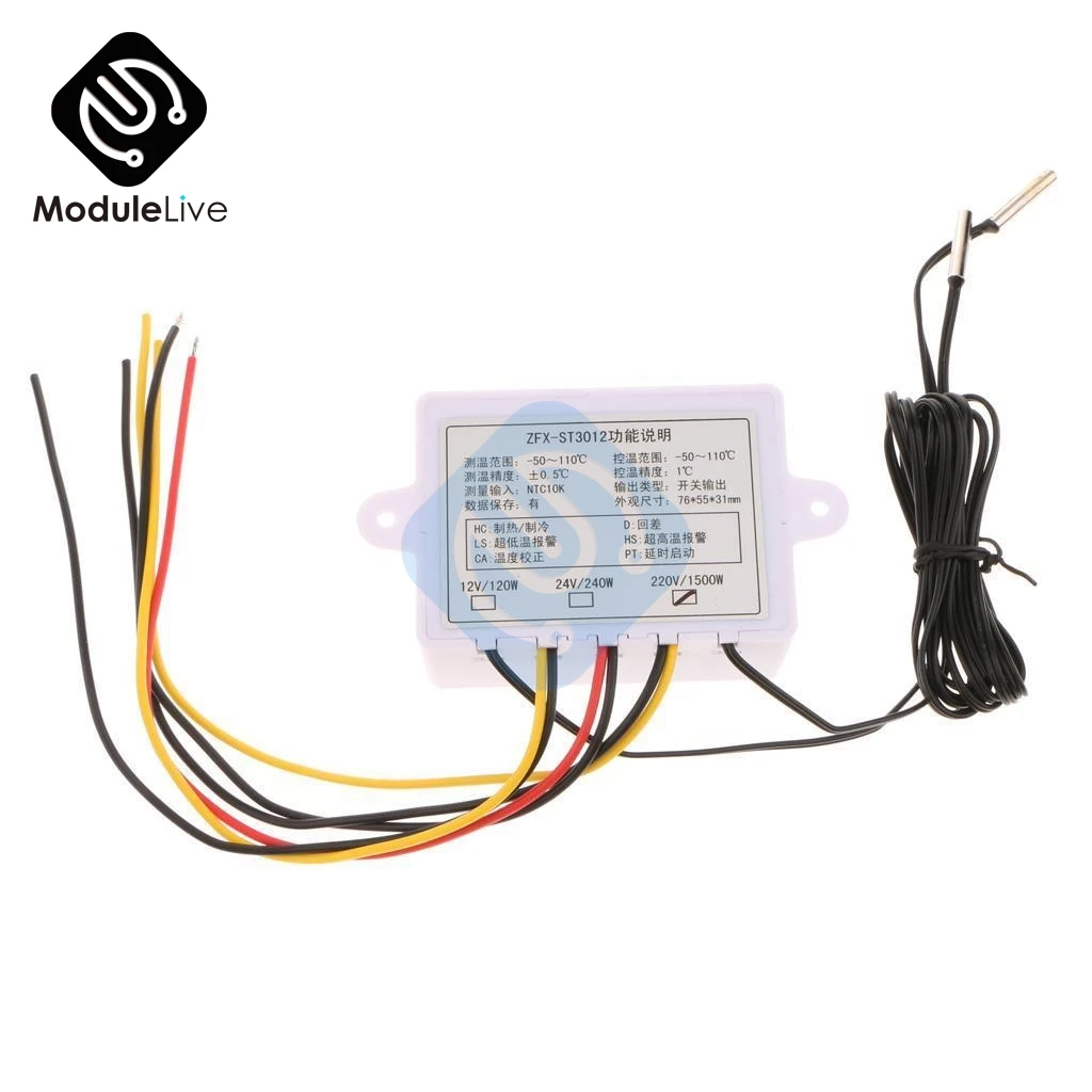 ZFX-ST3012 Dual Temperature Controller AC 220V 12V 24V LED Digital Thermostat Thermometer Sensor Control Meter with NTC sensor