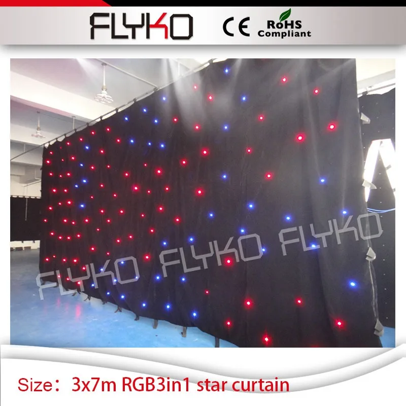 

Free shipping church wedding stage flashing star curtain 3m high by 7m width dj led star light backdrop