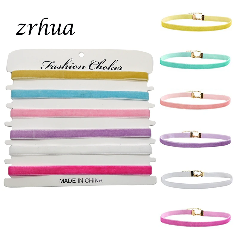 ZRHUA 6pcs/set Newest Bohemia Fashion Necklaces Mix Color Lace Tattoo Choker Necklace For Couple Lovers' Accessories Jewelry image 5