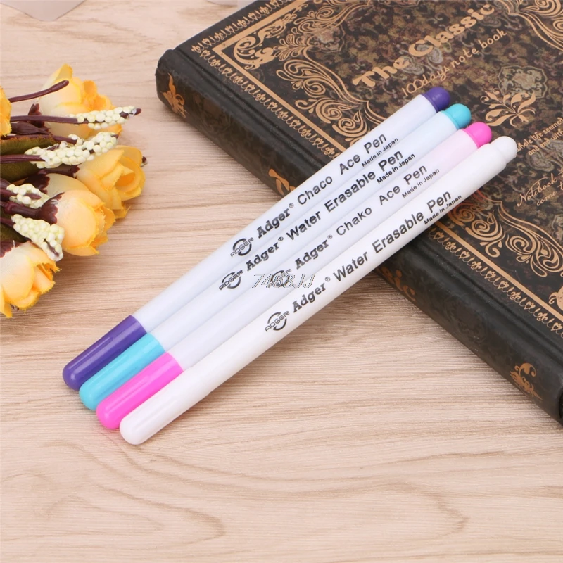 New 4X Water Erasable Pen Embroidery Cross Stitch Grommet Ink Fabric Marker Washable G15 Drop ship