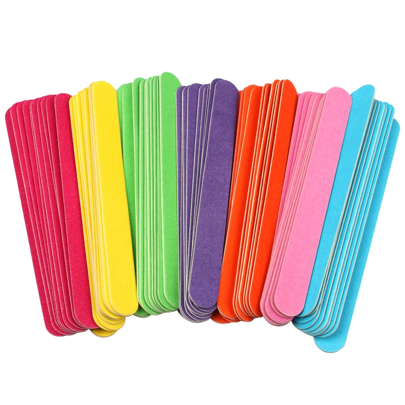 

100pcs Double Sided Nail File Colorful Wooden Nail Buffer 180/240 nagelvijl Block Thick Stick Emery Board Files For Manicure