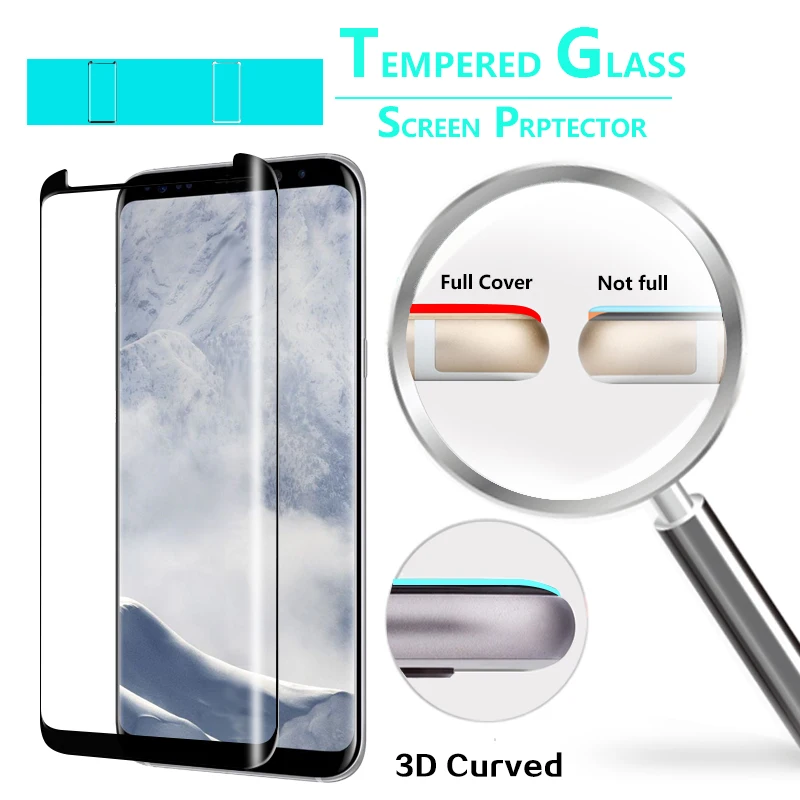 Full Cover 3D Curved Tempered Glass film For Samsung Galaxy S9 SM-G960F Glass film screen Protector Film With Cleaning Tools