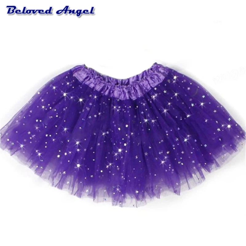 2019 Chiffon Tutus Skirt for Baby Girls Pettiskirt Kids Princess tutu Mesh Sequin Stars 3 Layers Tulle Toddler Dance Skirts 2-8y