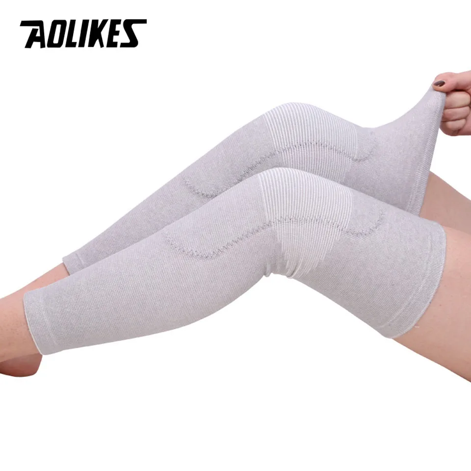 AOLIKES 1 para długie Kneepad łydki nogi kolana Pad ciepłe wsparcie wysoka elastyczność stawów łagodzi sport na świeżym powietrzu ochraniacz na