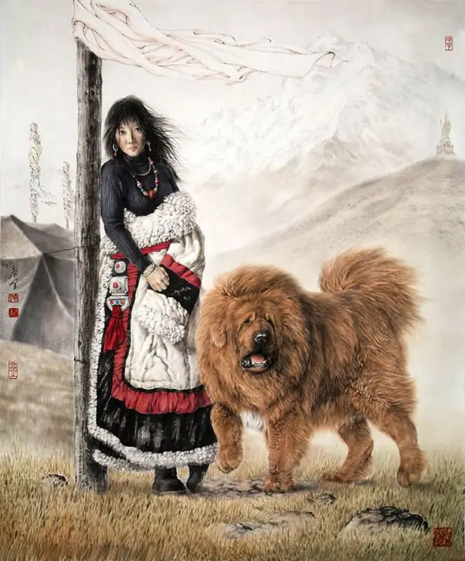 The grassland in Tibetan Mastiff Needlework,DIY 14ct Aide people Cross stitch,Embroidery kits,Cross-Stitching Crafts home decor