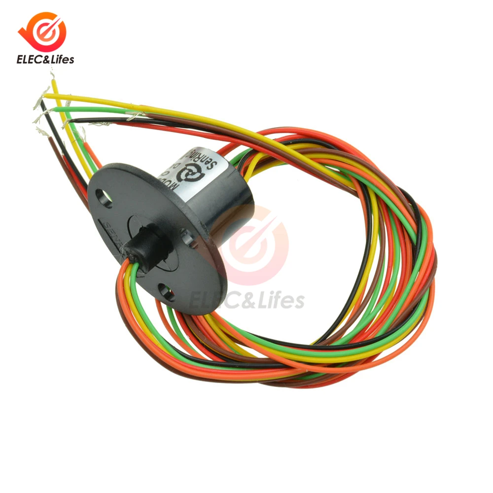 Dia 22mm 12.5mm 250RPM 300RPM 6 way 6 Wires Conductive Capsule Slip Ring CIRCUITSx2A AC 220V 240V For Monitor Robotic