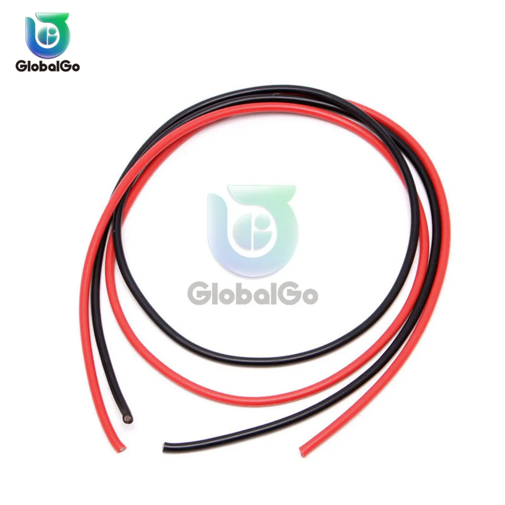 2pcs 16AWG Silicon Wire Heatproof Soft Silicone Silica Gel Wire Cable 1 Meter Black +1 Meter Red