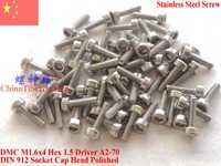 DIN 912 stainless steel M1.6 screw M1.6x2 M1.6x3 M1.6x4 M1.6x5 M1.6x6 M1.6x8 M1.6x10 M1.6x12 M1.6X14M1.6x16 Socket head 100pcs
