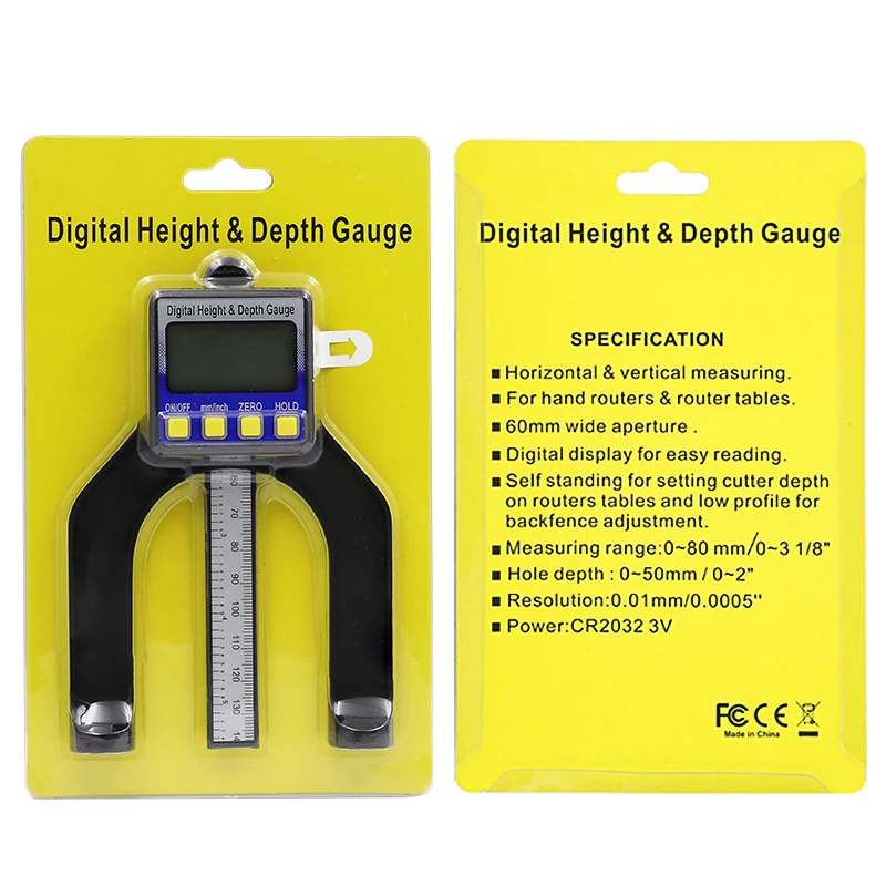 Digital Depth Caliper height gauge Digital Tread Depth Gauge LCD Magnetic Self Standing Aperture 0-80mm