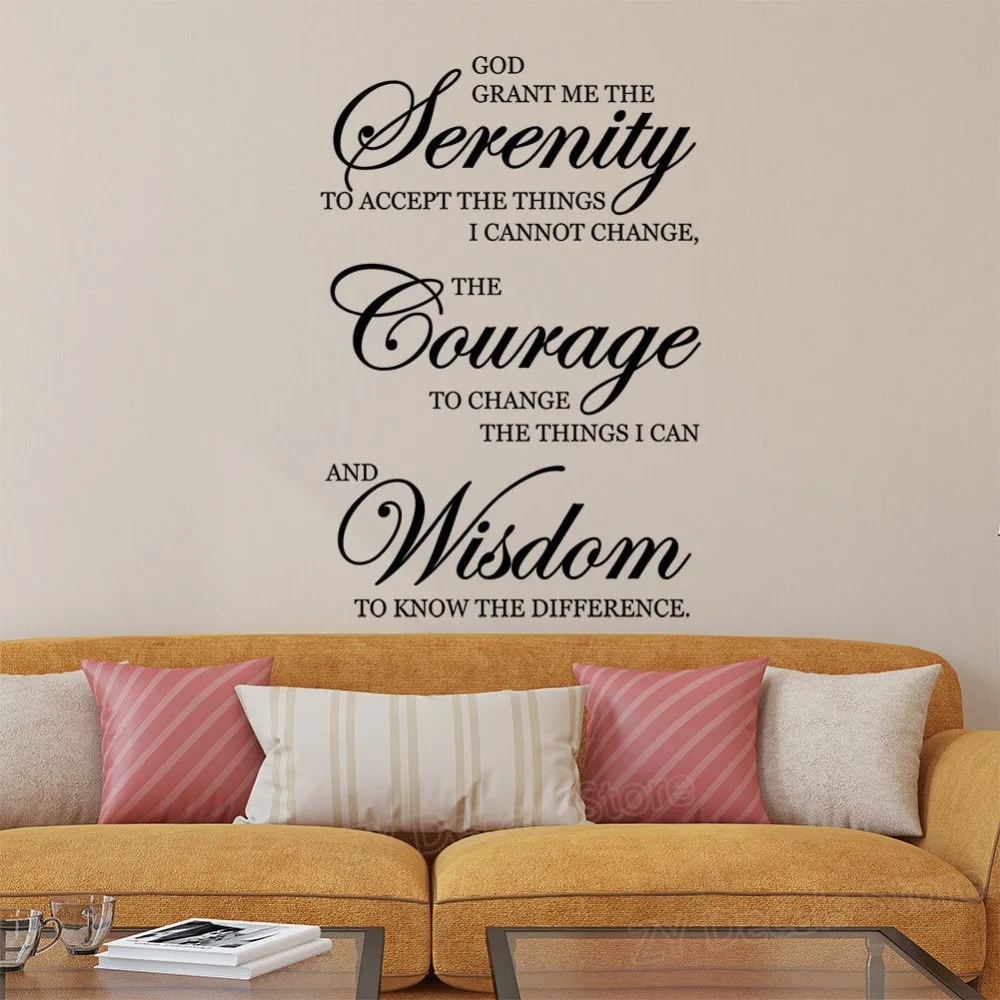 Inspirational Quotes Wall Stickers Home Decor Living Room Serenity Courage Wisdom Wall Art Sayings Decal Murals Bedroom Z872 image 2