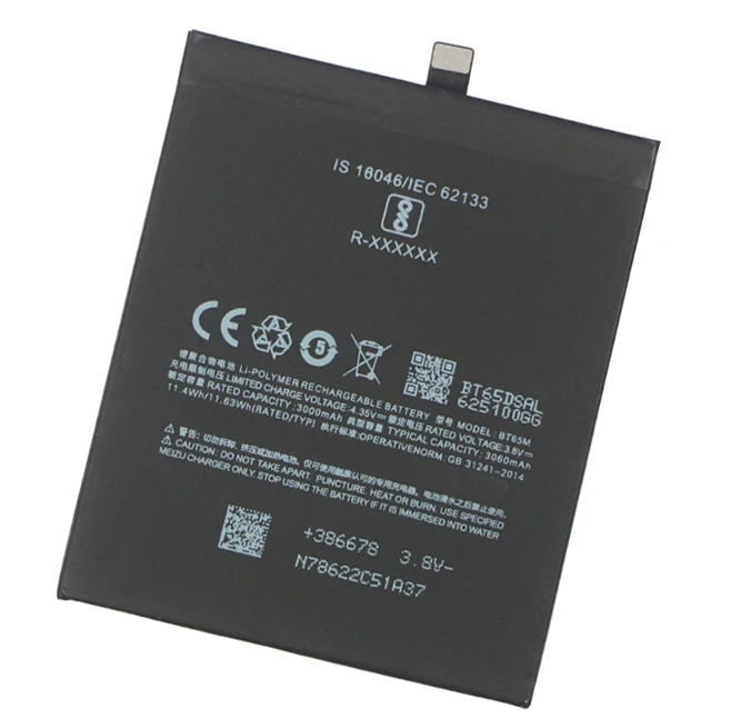 5pcs/lot 3060mah phone Li-ion Battery BT65M ForMEIZU MX6 Mobile Phone replacement Li-ion Battery with Gift