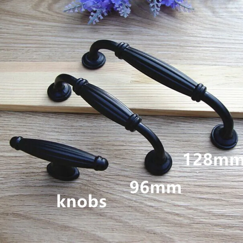 96 128mm modern simple black kitchen cabinet wardrobe door handle black drawer tv cabinet cupboard dresser knob handle pull 5