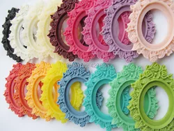 50pcs 16 Colors Oval Flatback Resin Frame Charm Finding,Filigree Flower Border Base Setting Tray, for 30x40mm Cabochon/Cameo,DIY