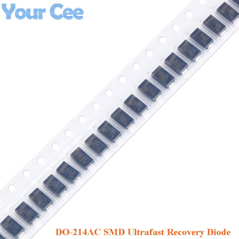 100pcs US1D US1J US1M US2M DO-214AC SMA SMD Ultrafast Recovery Diode 1A 200V/600V/1000V 2A 1000V