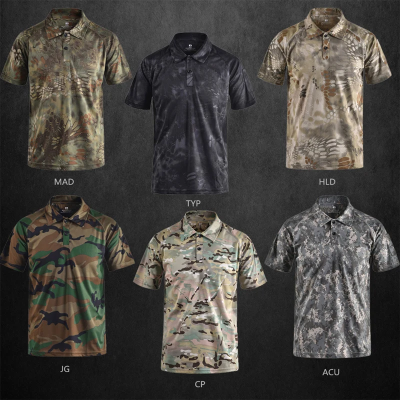 Mege Brand Clothing Men\'s Shirts Tactical Camouflage Polo Shirt Summer Casual Clothing With Patches Typhon Multicam Fast Dry