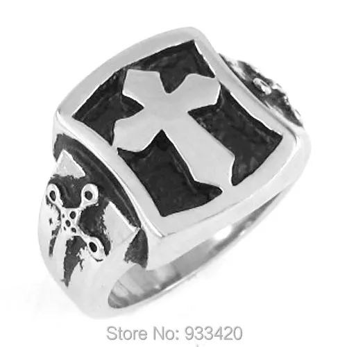 Free shipping! Classic Cross Ring Stainless Steel Jewelry Motor Biker Ring Punk Ring SWR0198