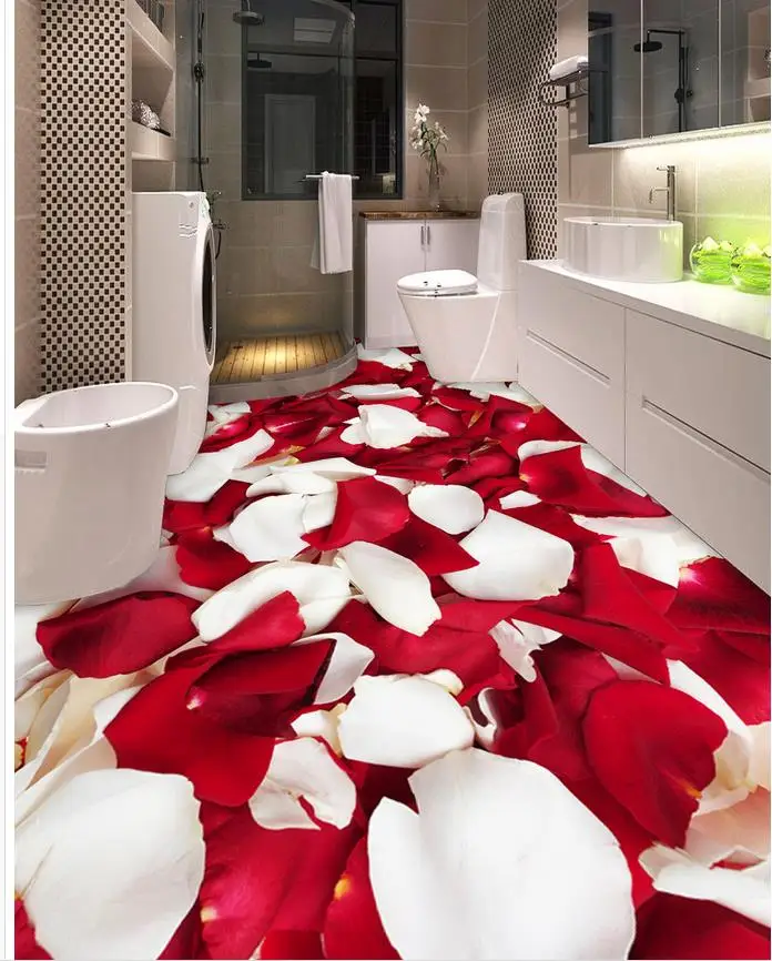 

3D wallpaper 3d floor murals PVC rose Custom Photo self-adhesive 3D floor PVC waterproof floor