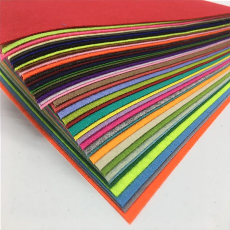 40pcs/set 40 colors Polyester Felt Fabric Non-woven Cloth DIY Handmade Sewing Home Decor Material Thickness 1mm Mix Color