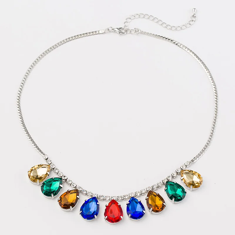 2015 new short accessories luxury gem women crystal  chain necklace for women #N033