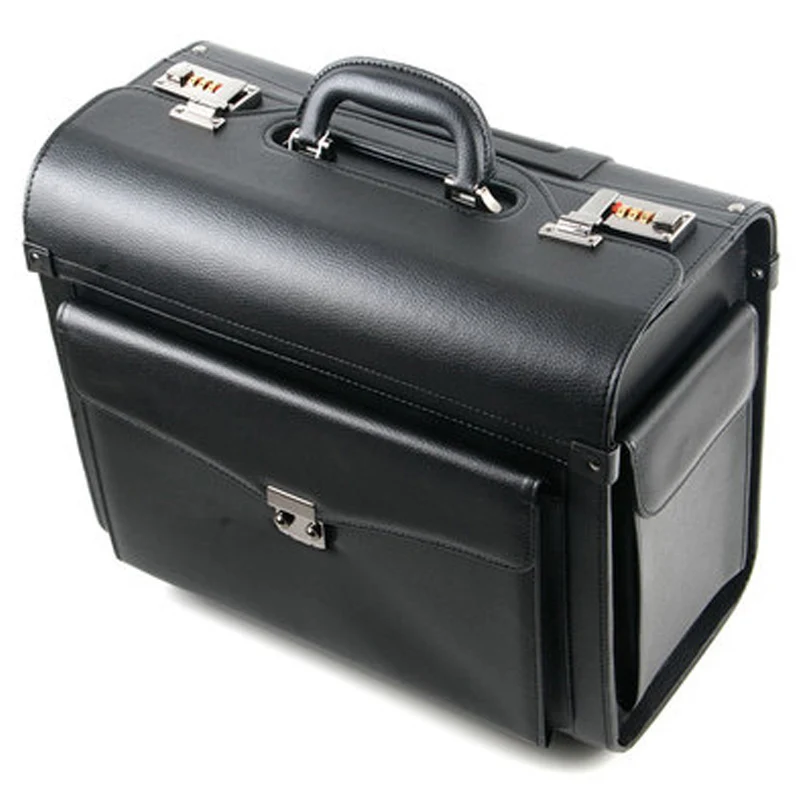 

New Retro PU Leather pilot Rolling Luggage Cabin Airline stewardess Travel Bag on Wheel Suitcases Business Trolley Suitcase