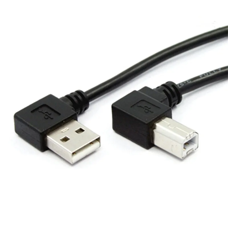 90 Degree Left Angled USB 2.0 A Male to Right angled B Male Printer Cable for printer scanner hardisk 50cm   100cm
