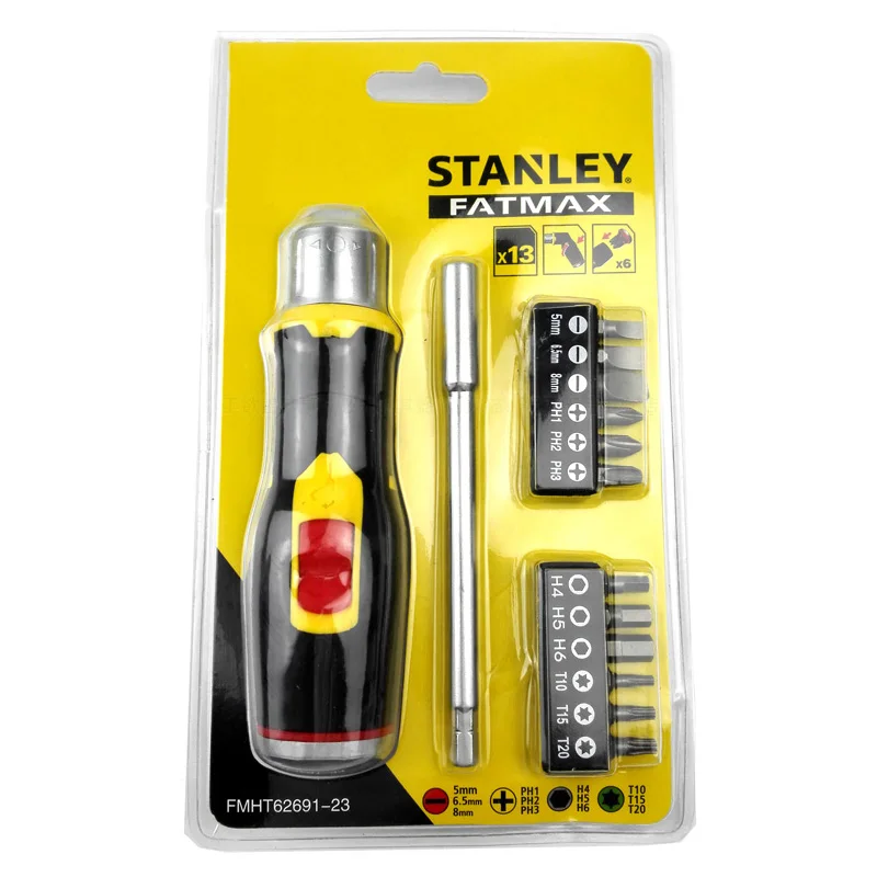 Stanley 13 in 1 multi-bit pistol 90 degree screwdriver ratchet electrician bending screwdrivers utility kit holder universal