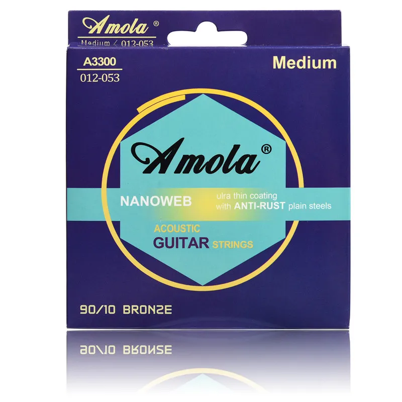 

Amola 012-053 A3300 Acoustic Guitar Strings 90/10 Bronze NANOWEB ANTI-RUST Plain Steels Musical Instruments Accessories Parts