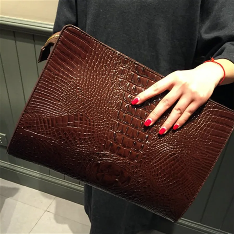 New Brand Crocodile Pattern Day Clutches PU Leather Envelope Women Messenger Bag Praty Evening Bag Handbags Purses