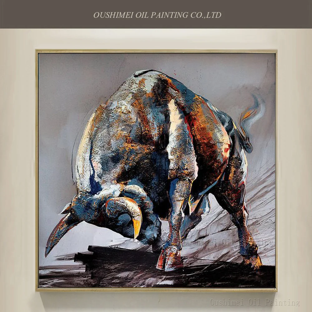 

The Spanish Bullfight New Designed Animal Bull Oil Painting on Canvas by Handmade Wall Artwork Paintings Hang Picture for Home