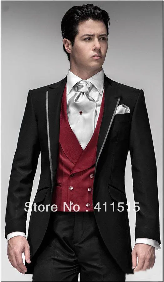 

FREE SHIPPING/CUSTOM made cheap Black Men Wedding Groom WEAR Tuxedos/Groomsmen DRESS Bridegroom PARTY SUIt