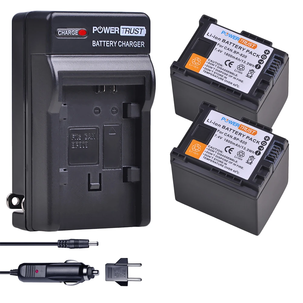 2x 1800mAh BP-820 BP820 BP 820 Battery and Charger kit for Canon BP-820 and Canon VIXIA HF G30, XA20, XA25, XA30