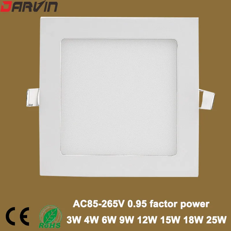 

Ultra thin 3W 4W 6W 9W 12W 15W 18W 24W LED downlight Square LED panel / painel light home light luminaire Ceiling Recessed lamp