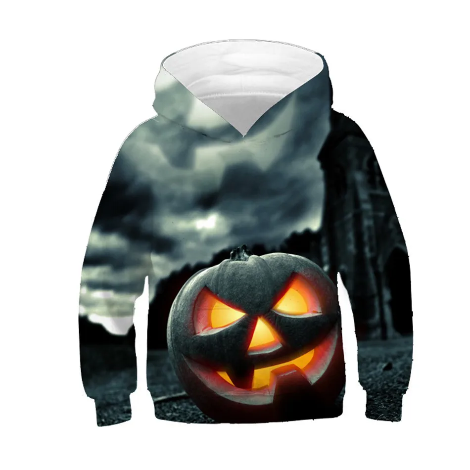 New 2022 Autumn Children Cool 3D Sweatshirts Boys Girls Kid's Funny Halloween Pumpkin Lantern Skull Printed Hoodies Punk Clothes