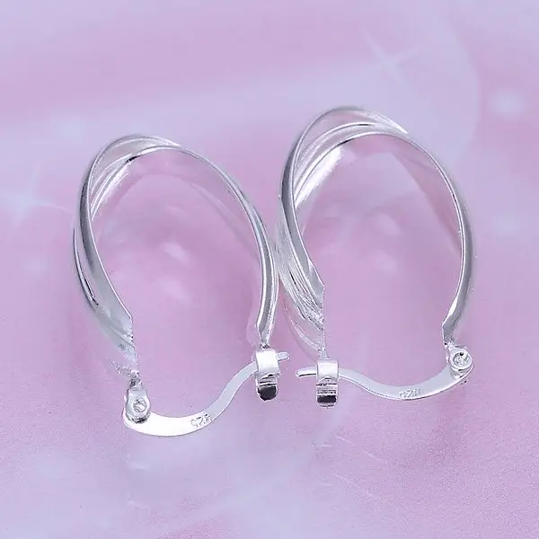 Earrings silver plated earrings silver fashion jewelry earrings three oblique sheets jewelry wholesale free shipping kkhd LE158