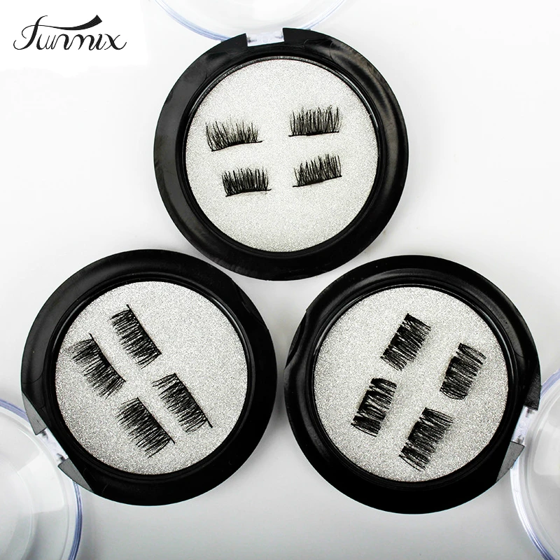 4ชิ้น/เซ็ตขนตาปลอมแม่เหล็กเดี่ยว3DขนตาปลอมธรรมชาติสำหรับMink EyelashesยาวReusableกาวแต่งหน้า