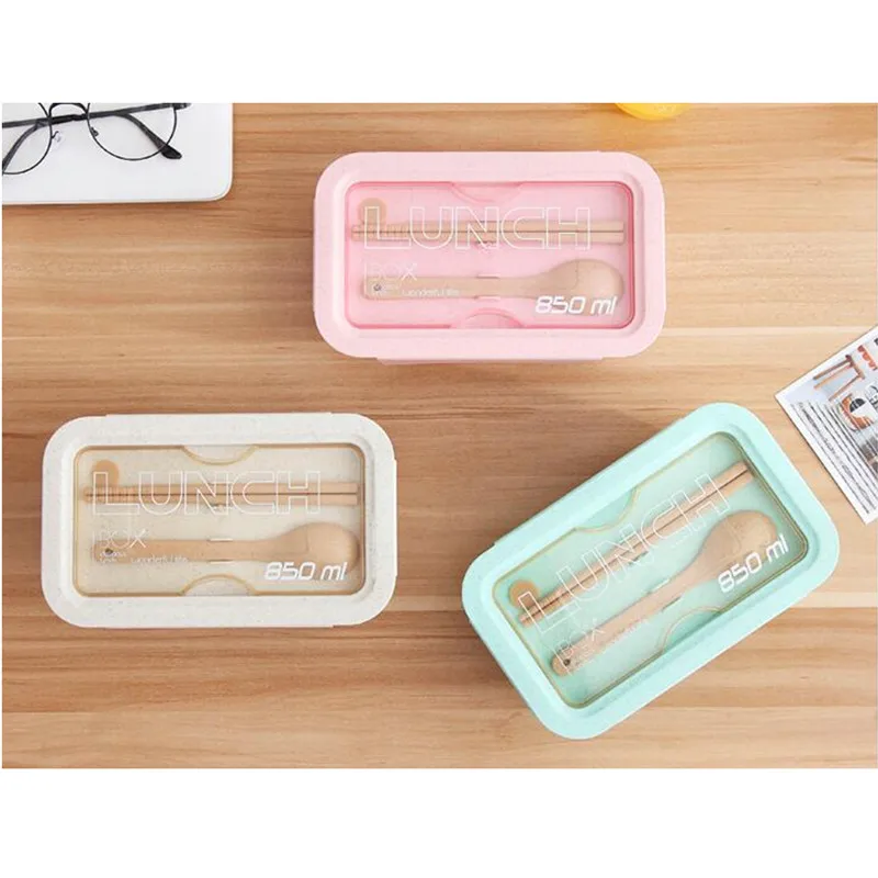 850ml Wheat Straw Lunch Box Healthy Material Bento Boxes Microwave Dinnerware Food Storage Container Lunchbox