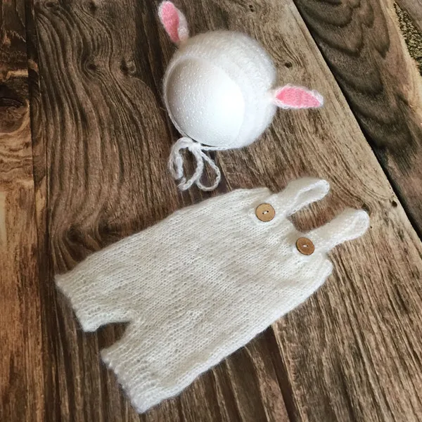 

Baby Mohair Hat and Pants Newborn Rabbit bonnet Crochet baby Romper props Animal Onesie Photography Props