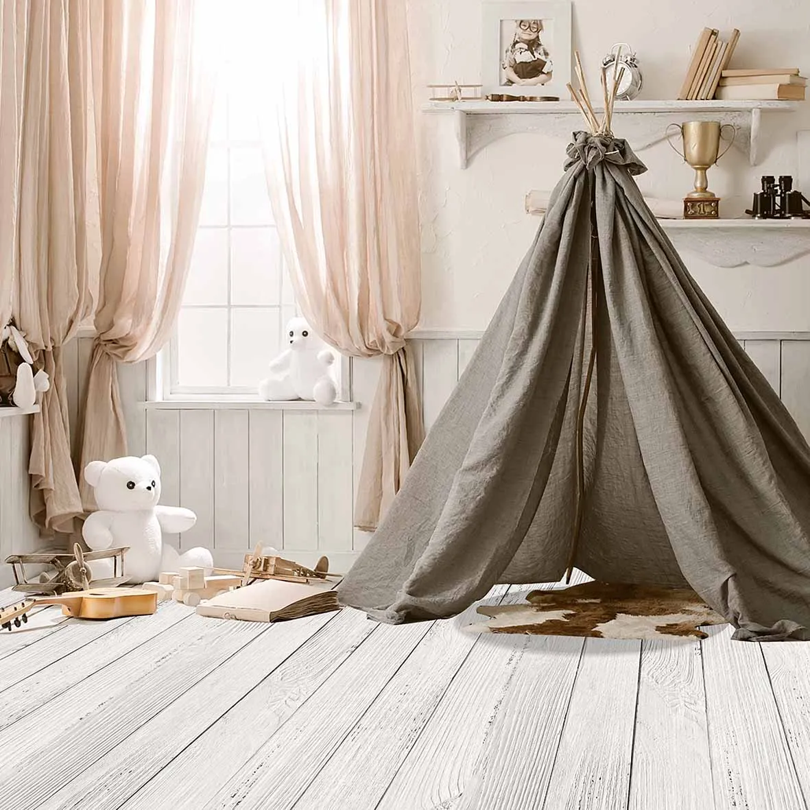 Allenjoy photophone white backdrop baby room shower tent wood board curtain studio indoor child photography background photocall