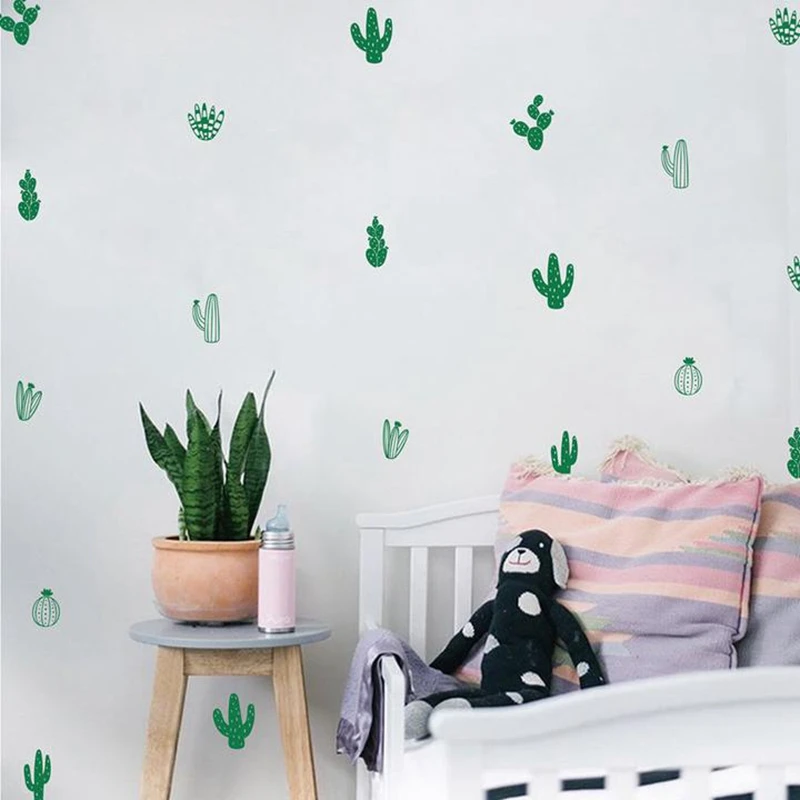 Cactus Wall Decals Woodland Tribal Cactus Wall Stickers for Kids Room Baby Nursery Decor Art Succulent and Cacti Wall Tattoo