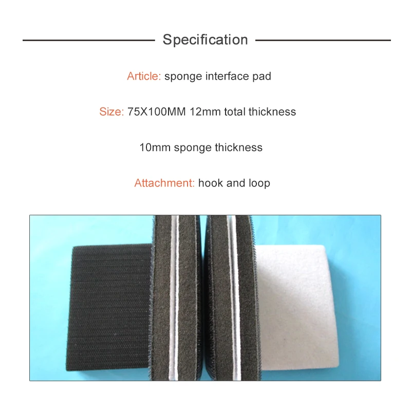 75*100mm Rectangle Soft Sponge Interface Pad Damping Pad for Sander Backing Pad Abrasive tools Accessories - Hook and Loop