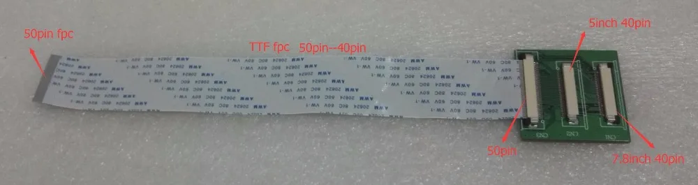 200mm fpc 0.5 mm Step TTL 50 P to 40 P FFC FPC Flexible Flat Cable Converter LCD Adapter Display HE080IA-01D  01E  EJ070NA-01J 0