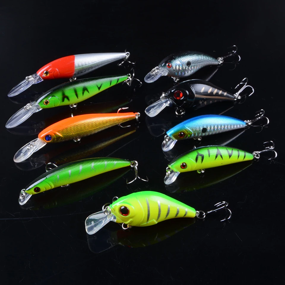 Iscas artificiais de pesca, conjunto de isca de pesca falsa em 50 cores, olhos 3d, crankbaits, wobblers, equipamento realista de pesca, 1 peça