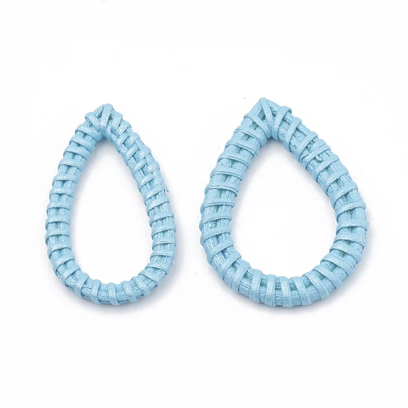 

Drop Shape Handmade Spray Painted Reed Cane Woven Beads Woven Linking Rings For Making Straw Earrings and Necklaces