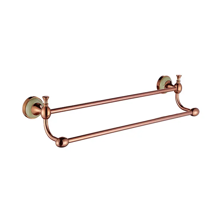 

Rose gold Brass Towel rack Doube Towel bar Bathroom hardware accessories-A